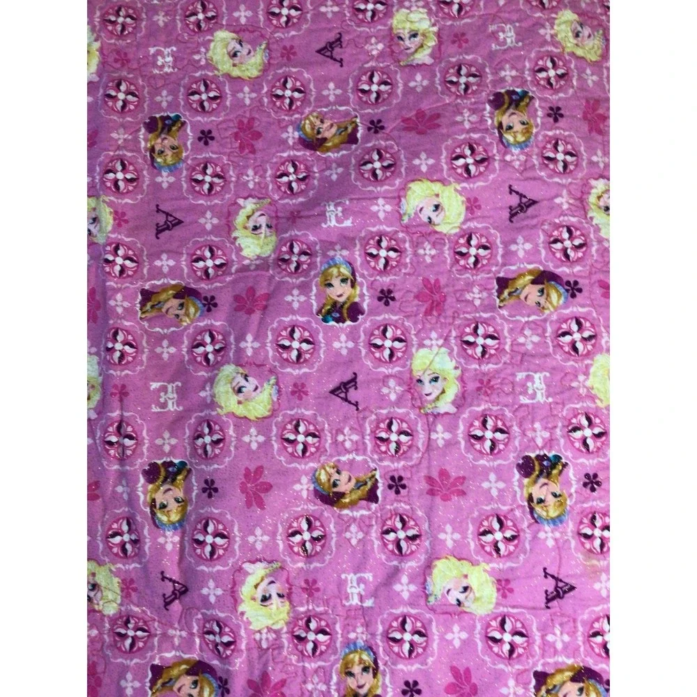 Disney‎ Frozen Anna Elsa Handmade Quilt Crib Blanket, Used. 36